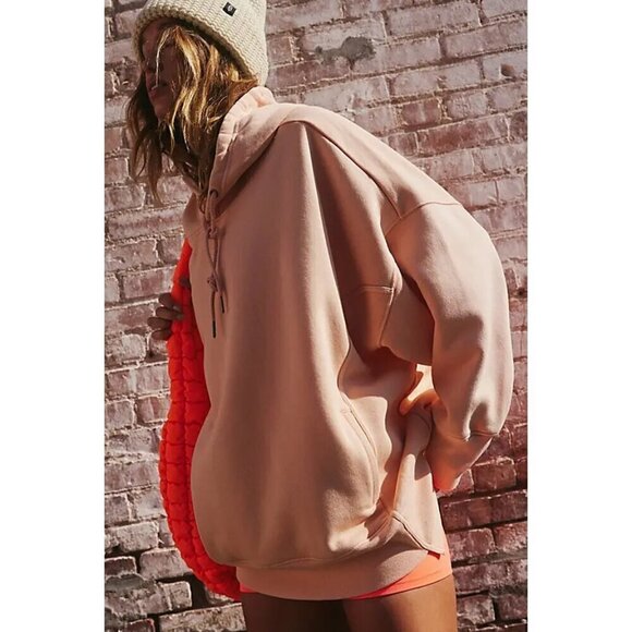 FREE PEOPLE Movement Sprint To The Finish Hoodie in Hot Coral Size X-Small NWT - Picture 2 of 14